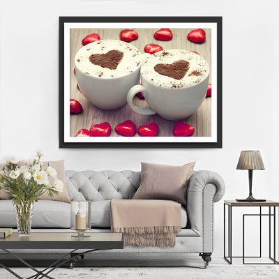 Coffee and Red Hearts 5D DIY Diamond Painting Kits