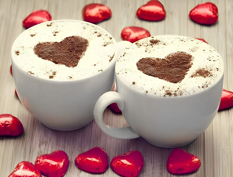 Coffee and Red Hearts 5D DIY Diamond Painting Kits