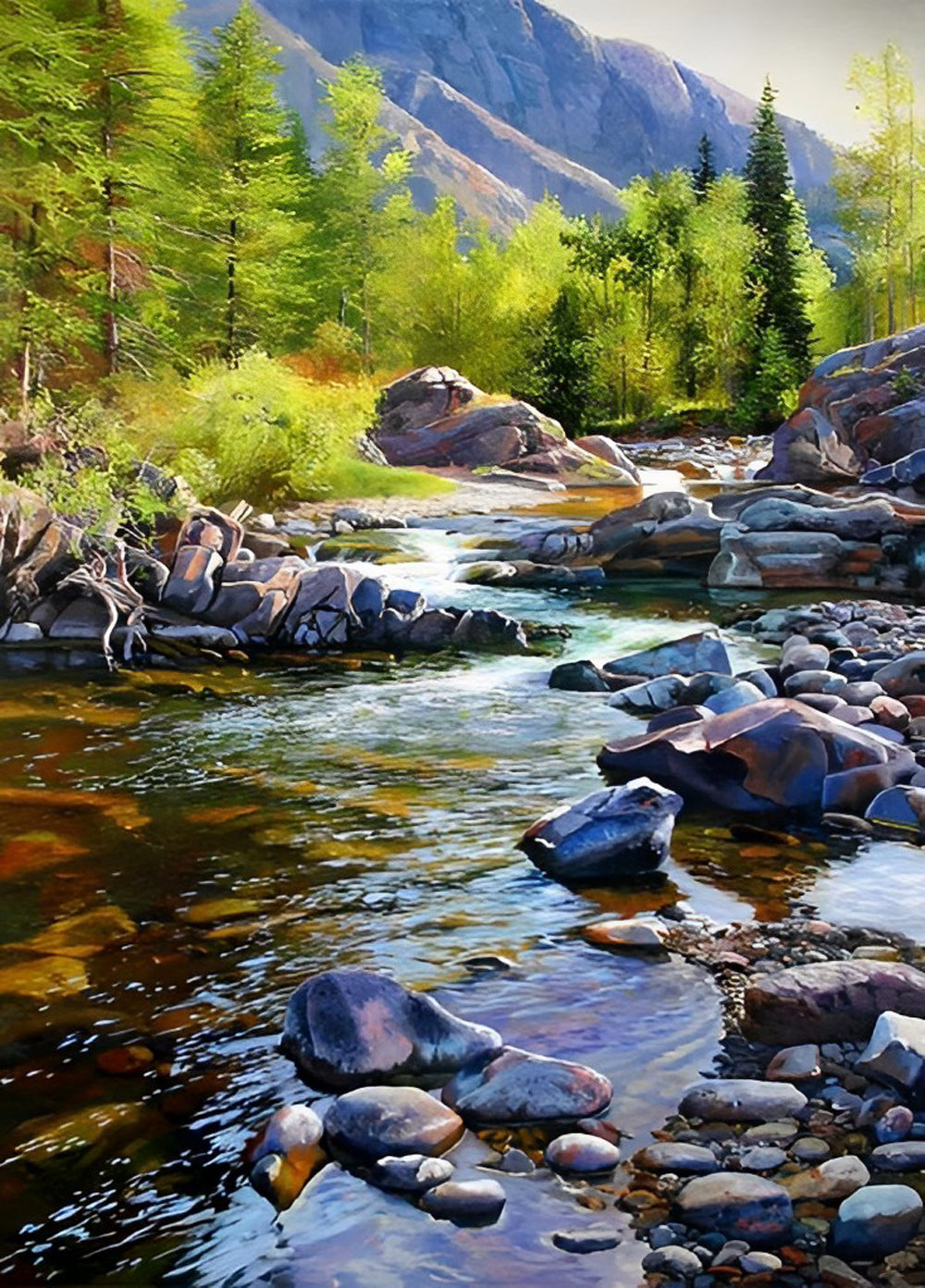 Stream in Forest Diamond Painting