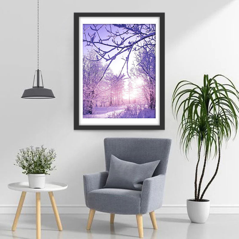 Snow Covered Forest Early Morning Diamond Painting