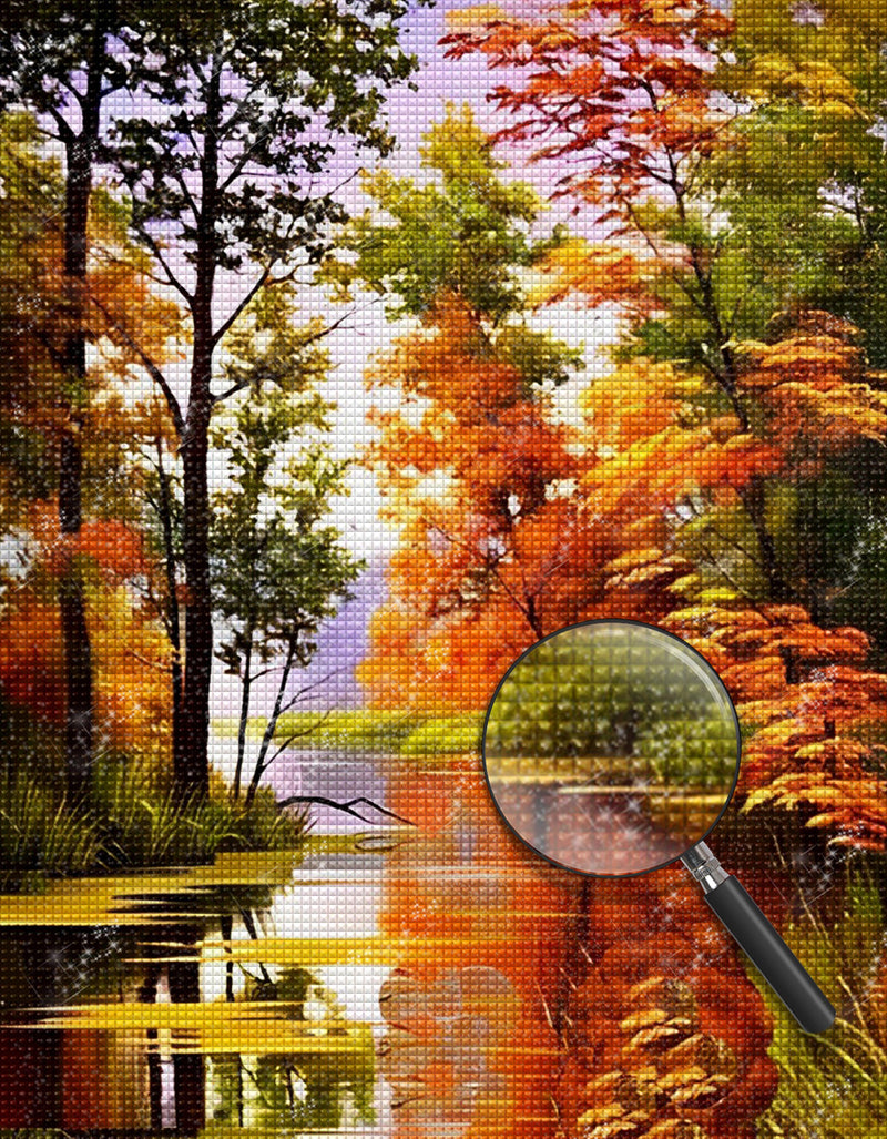 Maple Forest and River Diamond Painting