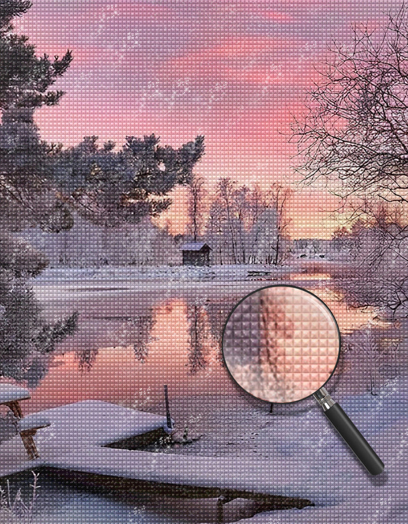 Winter Forest and River 5D DIY Diamond Painting Kits