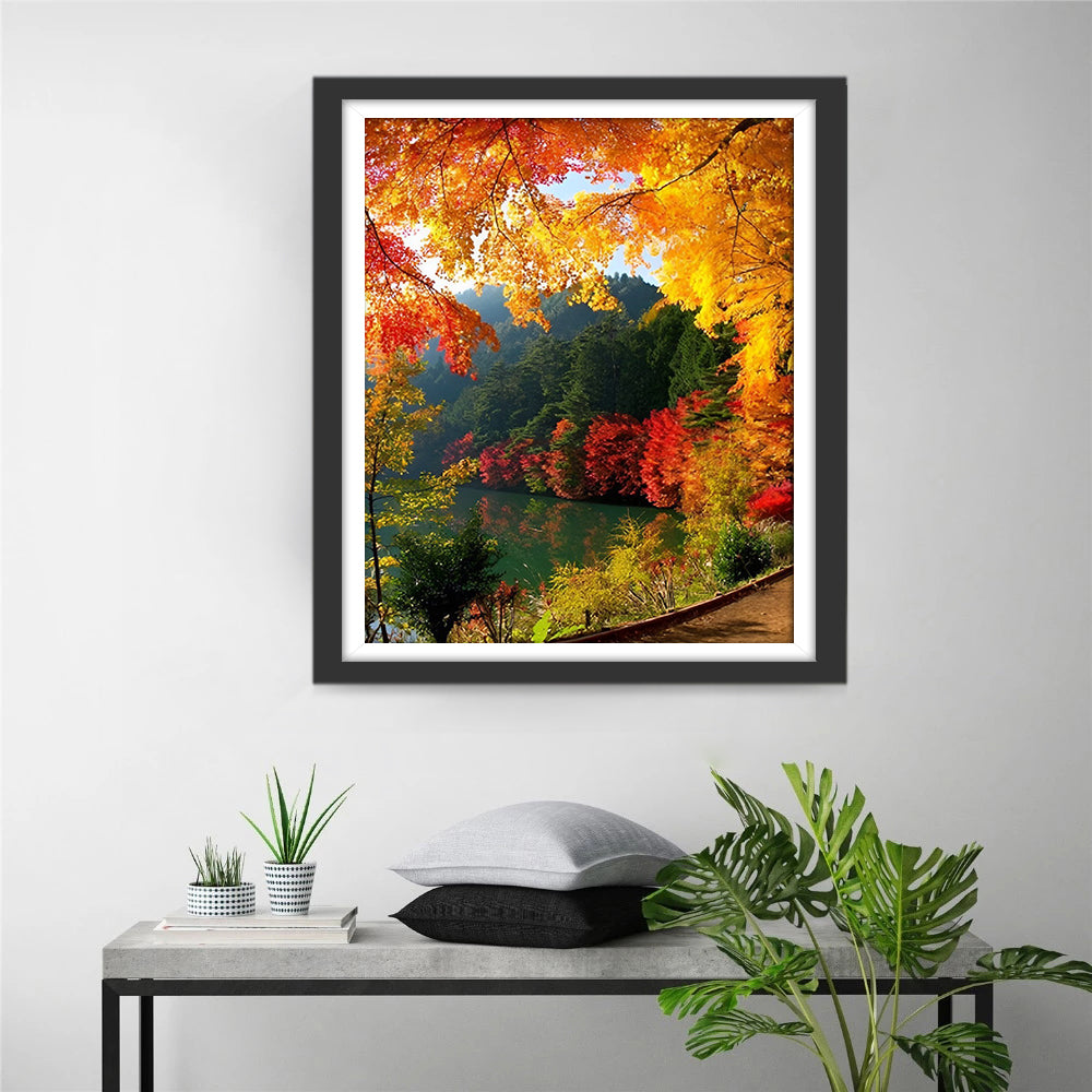 Yellow, Red and Green Forest Diamond Painting