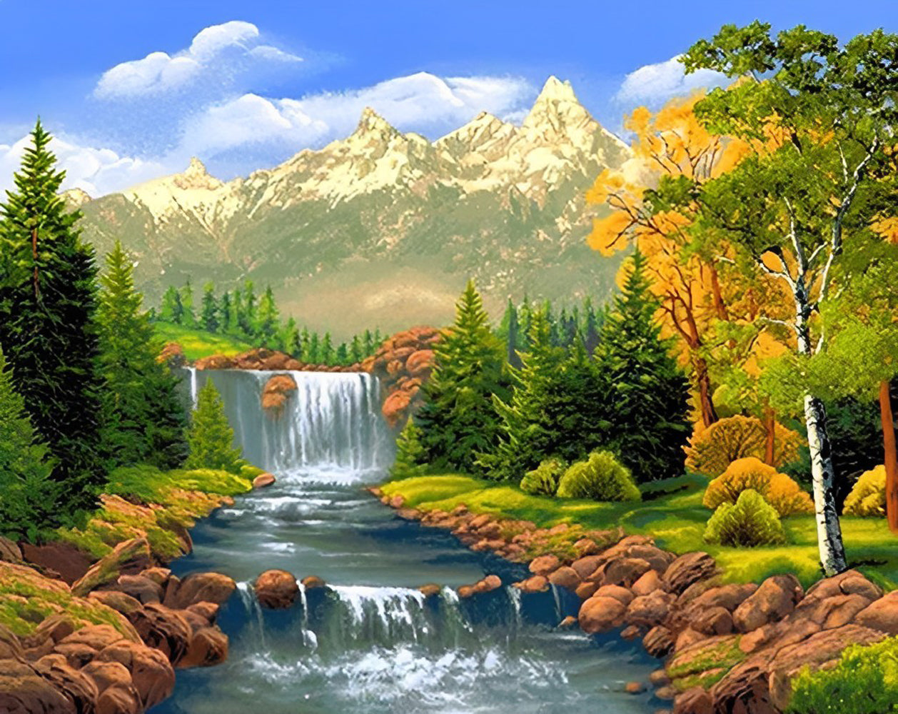 Forest and Mountain with Fall Diamond Painting