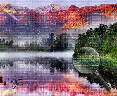 Green Forest and Red Mountains 5D DIY Diamond Painting Kits