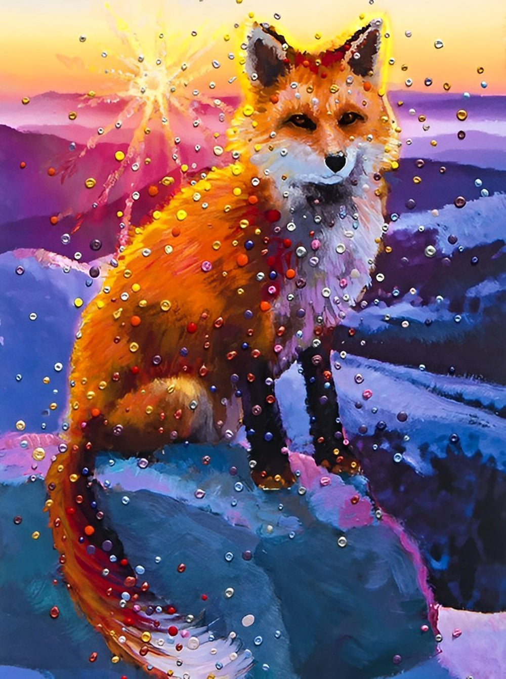 Red Fox and Multicolored Beads Diamond Painting