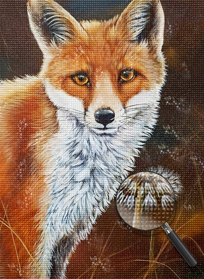 Red Fox and Dandelion Diamond Painting