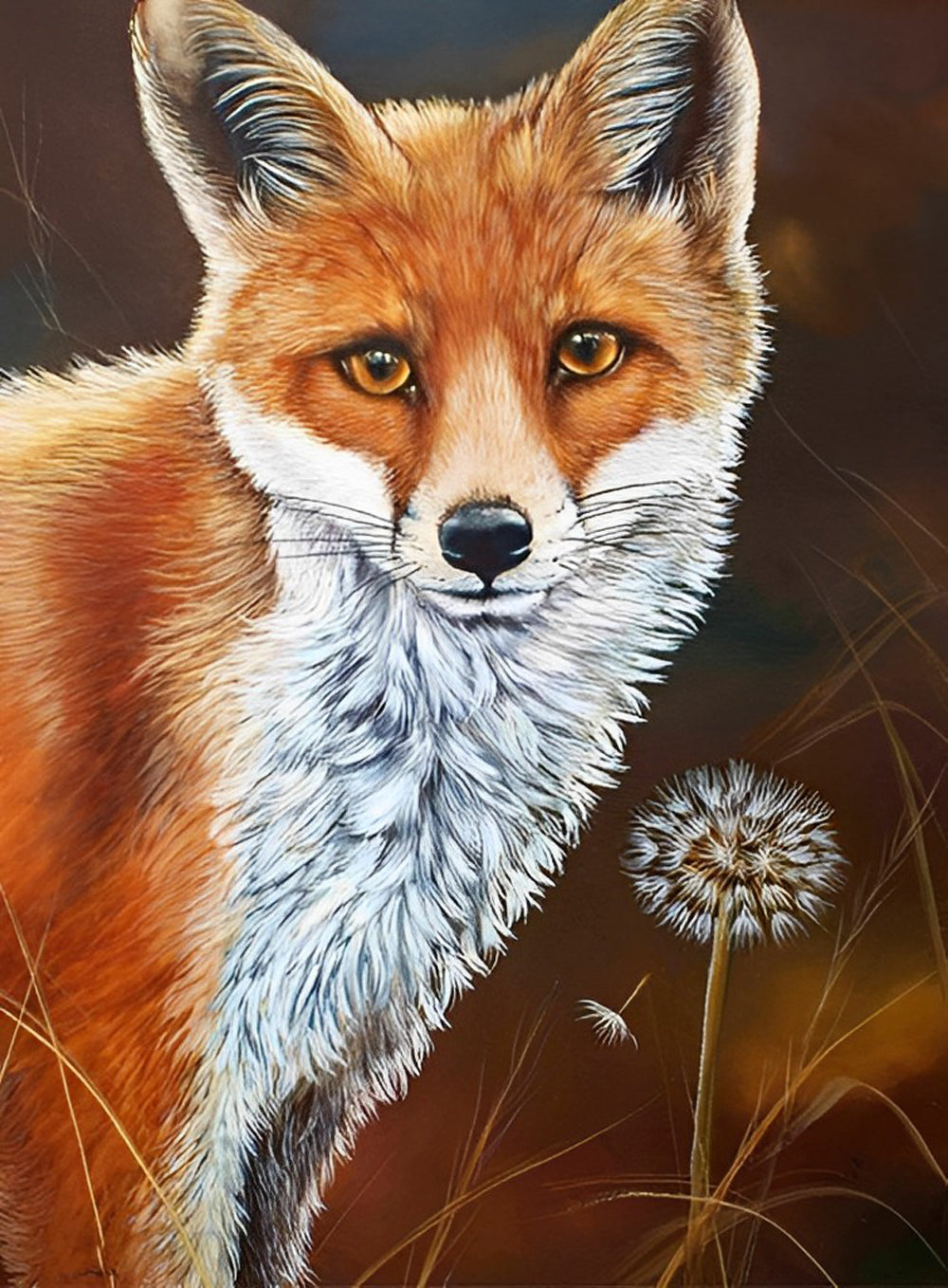 Red Fox and Dandelion Diamond Painting