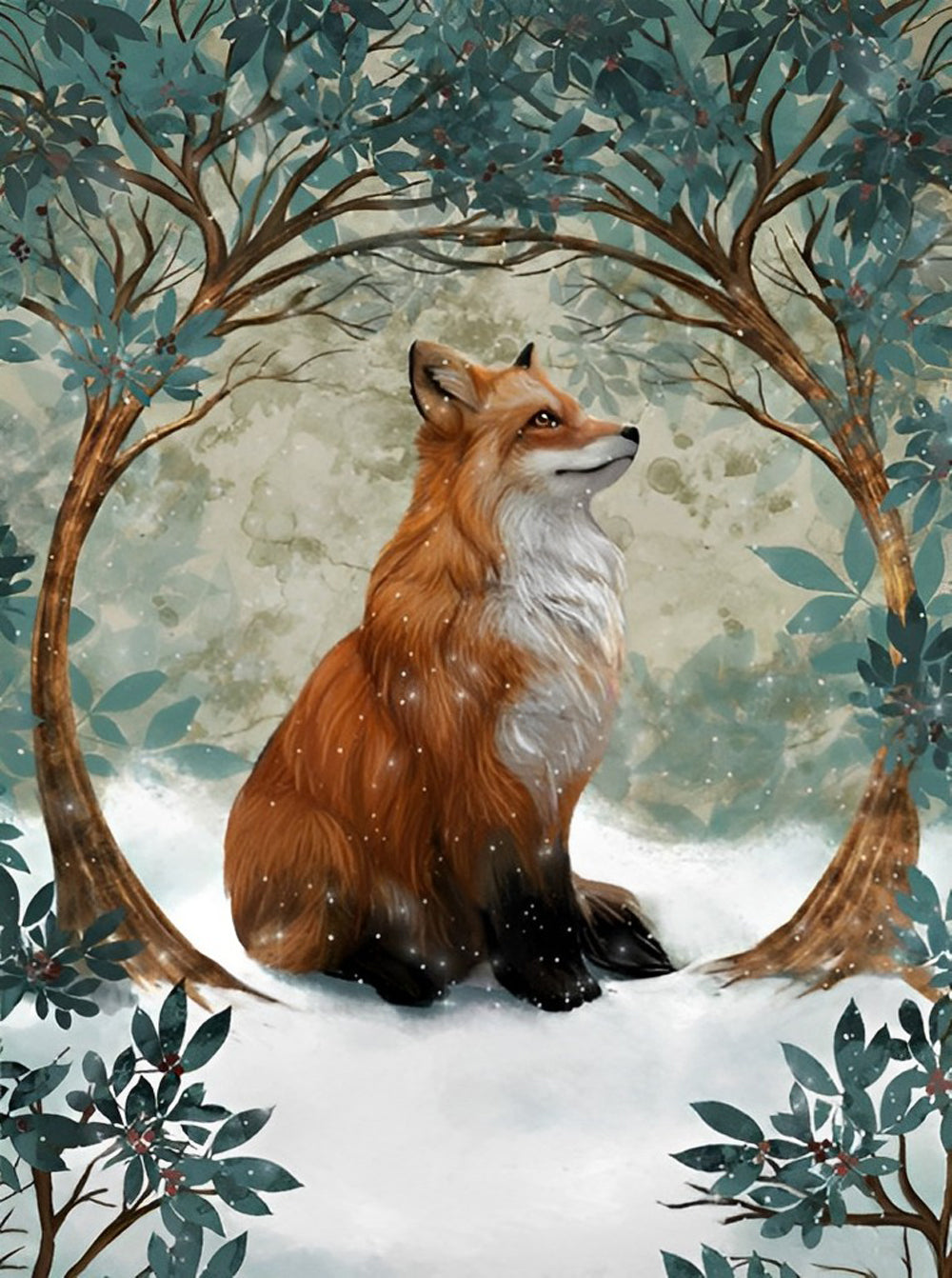 Red Fox and Trees Diamond Painting