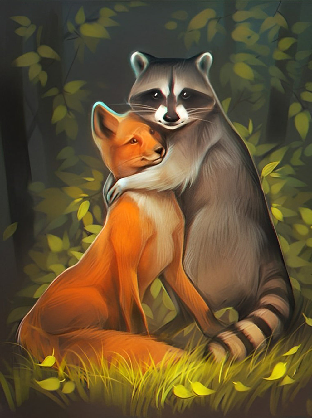 Fox and Racoon Diamond Painting