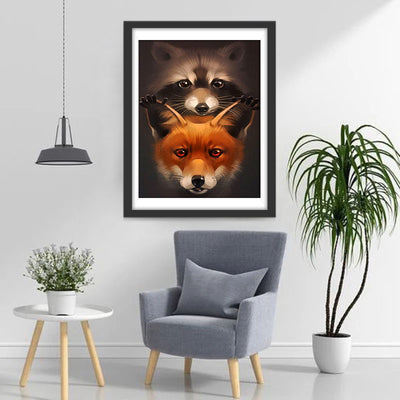 Red Fox and Racoon Diamond Painting