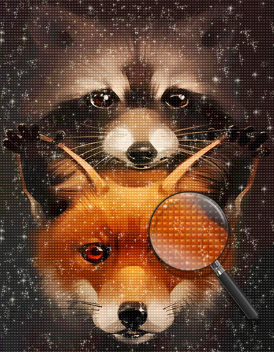 Red Fox and Racoon 5D DIY Diamond Painting Kits