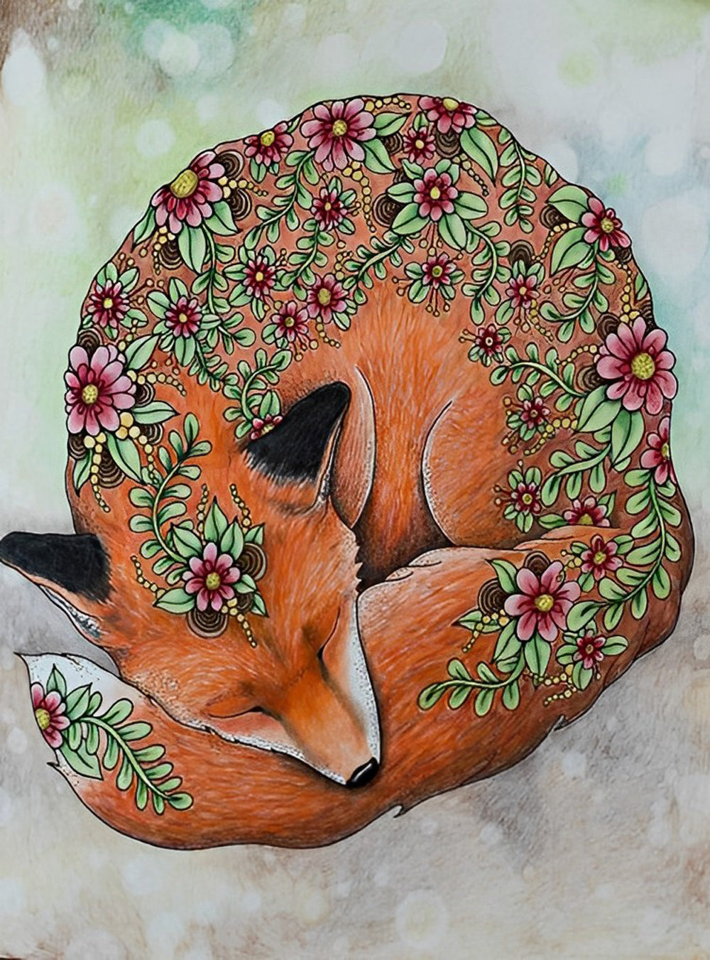 Fox Flowers Diamond Painting