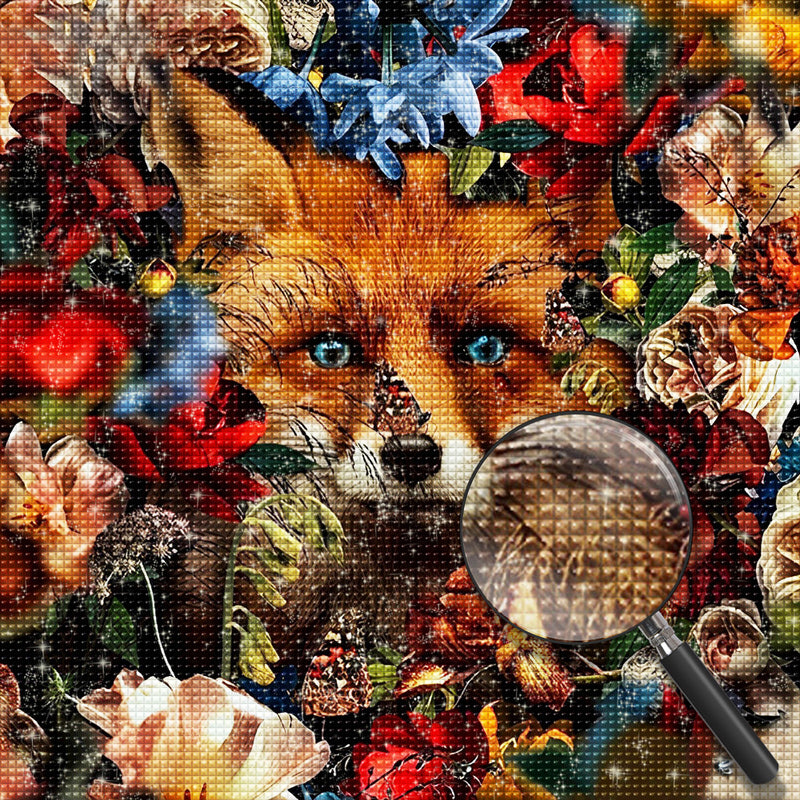 Red Fox and Colorful Flowers 5D DIY Diamond Painting Kits