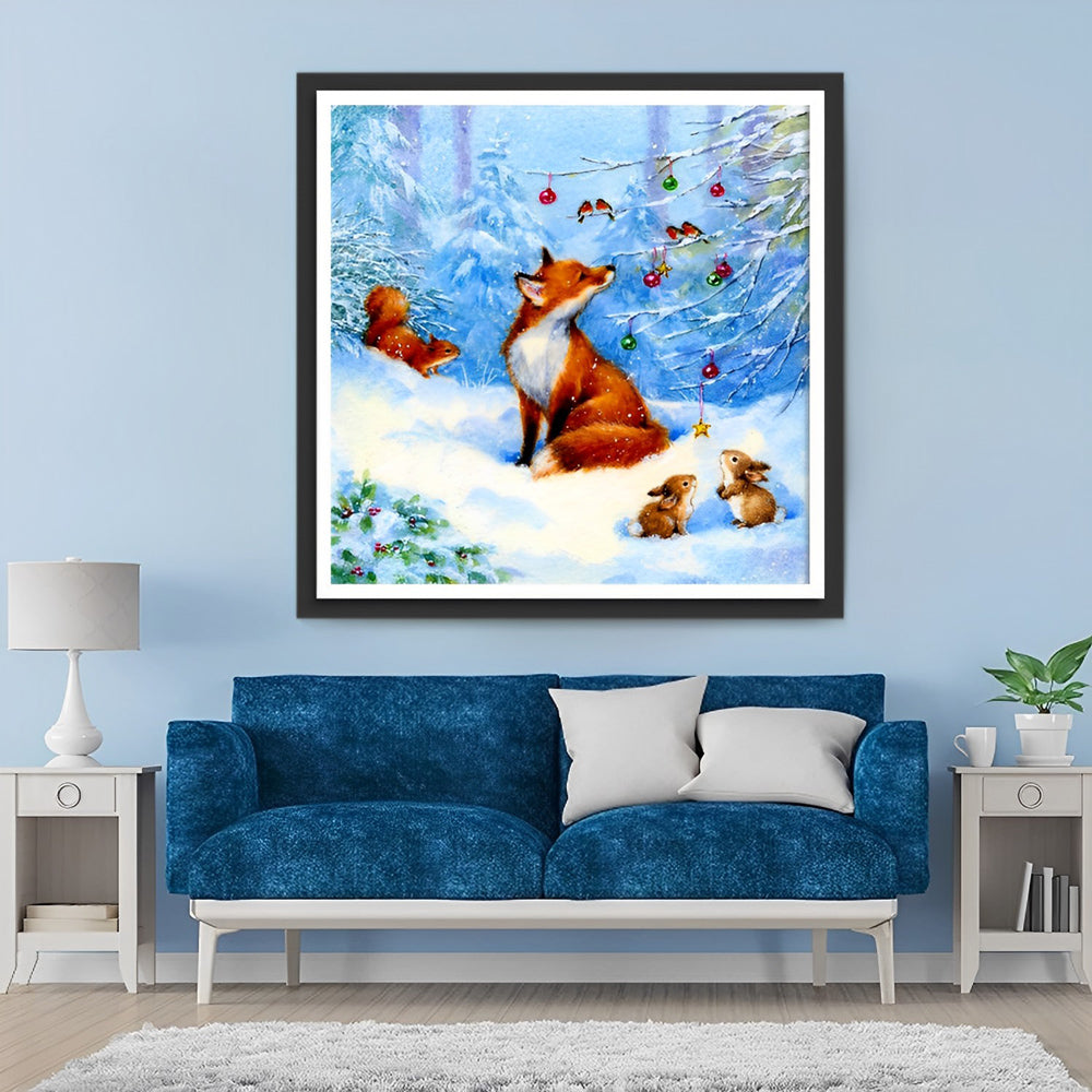 Fox and Colorful Balls Diamond Painting