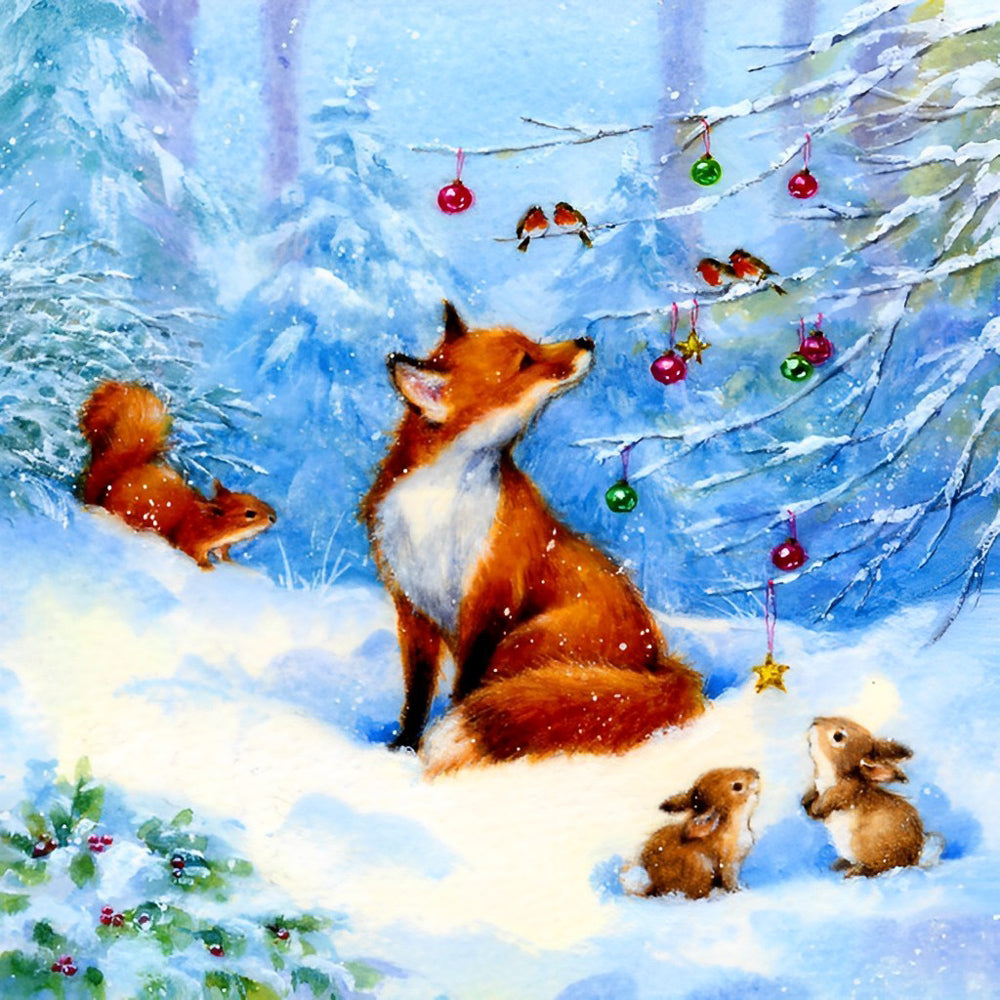 Fox and Colorful Balls Diamond Painting