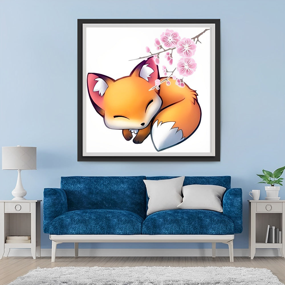 Fox and Flowers Cartoon Diamond Painting