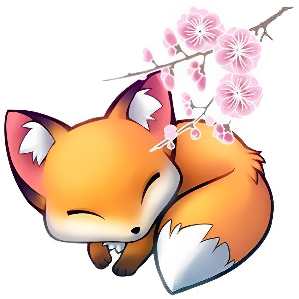Fox and Flowers Cartoon Diamond Painting