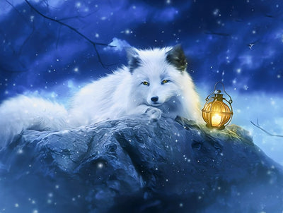 Polar Fox and Lamp Diamond Painting