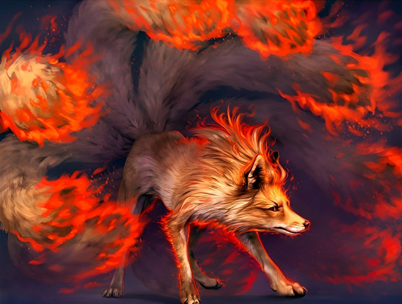 Fox and Fireballs Diamond Painting