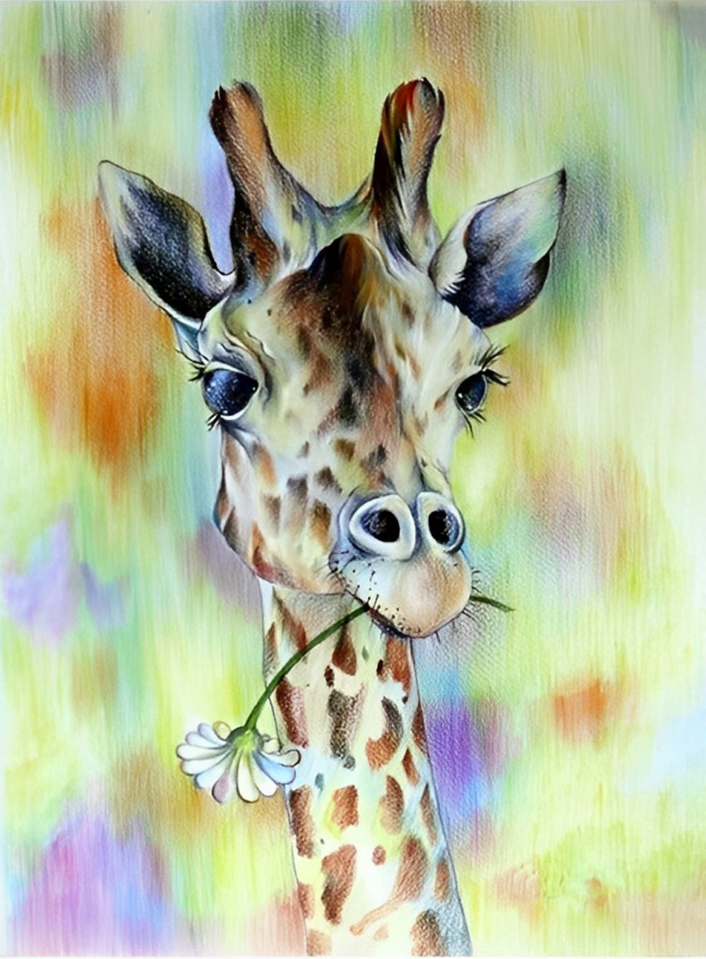 Giraffe Eating Daisy Diamond Painting