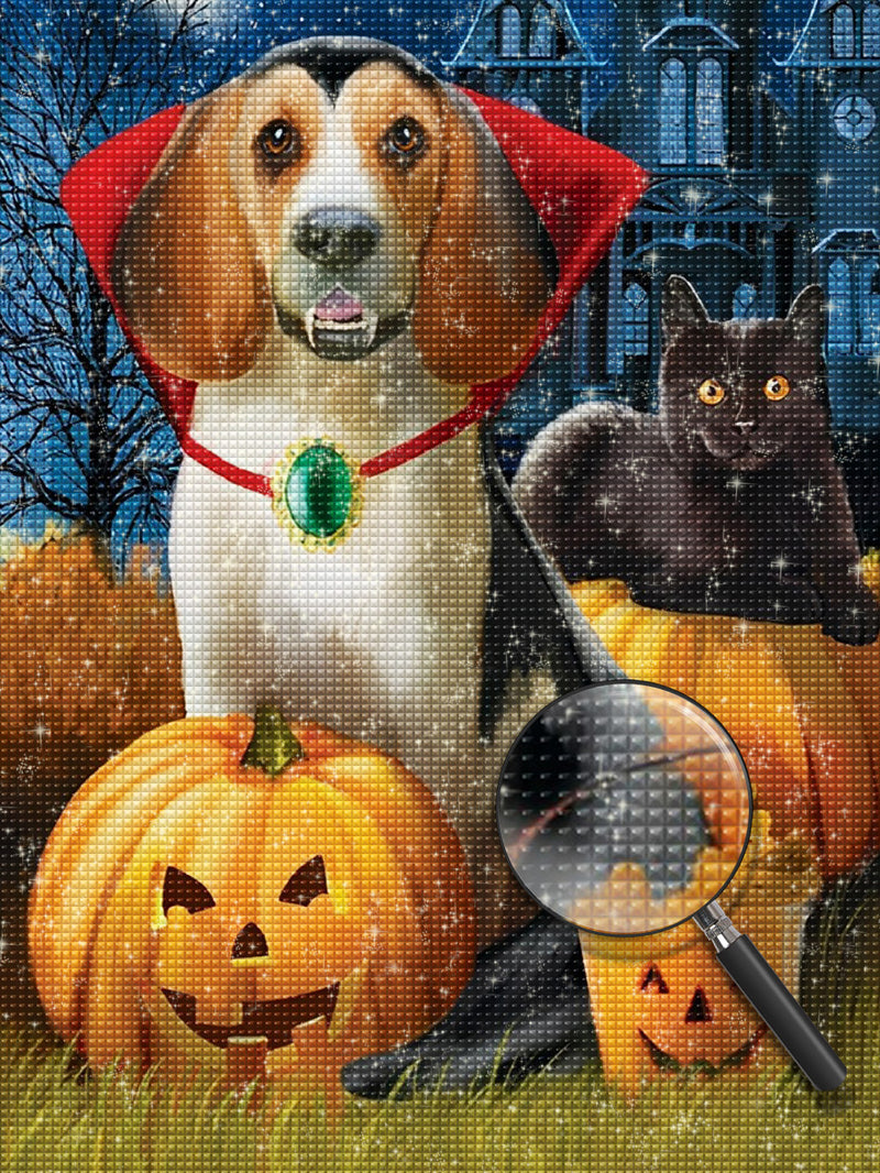 Vampire Dog and Black Cat Diamond Painting