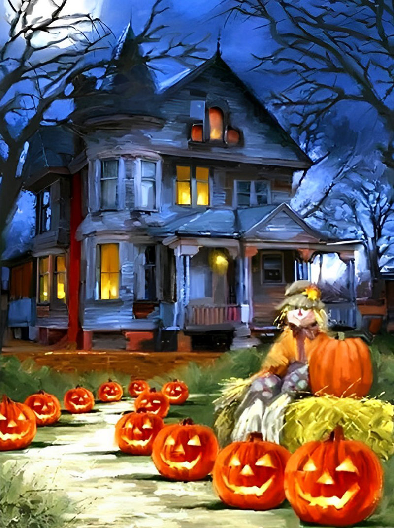 Halloween at the Haunted House Diamond Painting