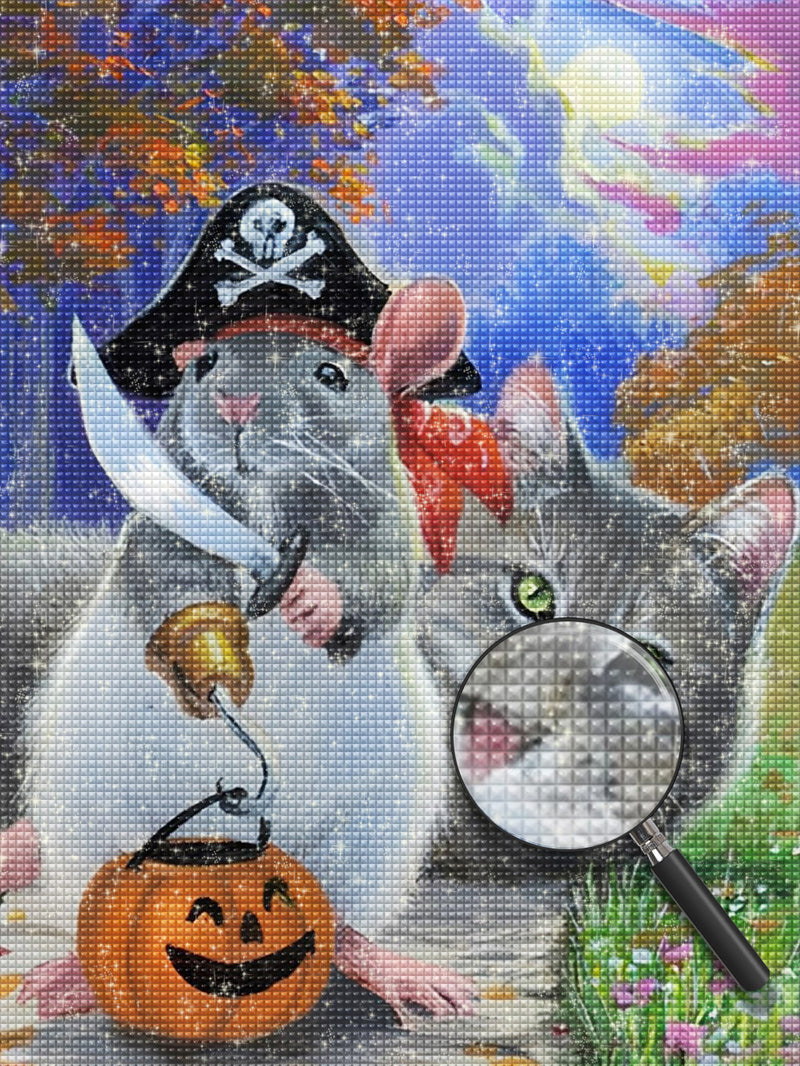 Pirate Mouse and the Cat Diamond Painting