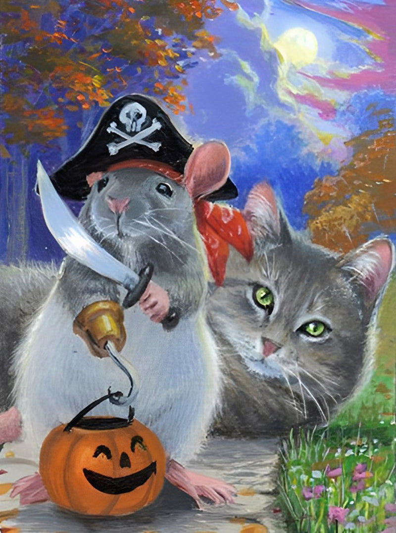 Pirate Mouse and the Cat Diamond Painting