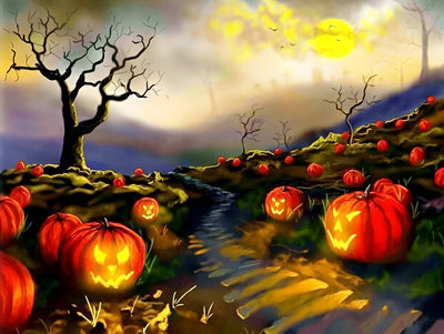 Pumpkin Lanterns and Dead Tree 5D DIY Diamond Painting Kits