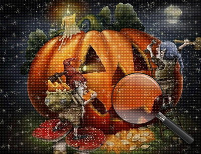 Little Dwarfs and the Giant Pumpkin Lantern 5D DIY Diamond Painting Kits