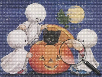 Adorable Little Black Cat and Little Ghosts 5D DIY Diamond Painting Kits