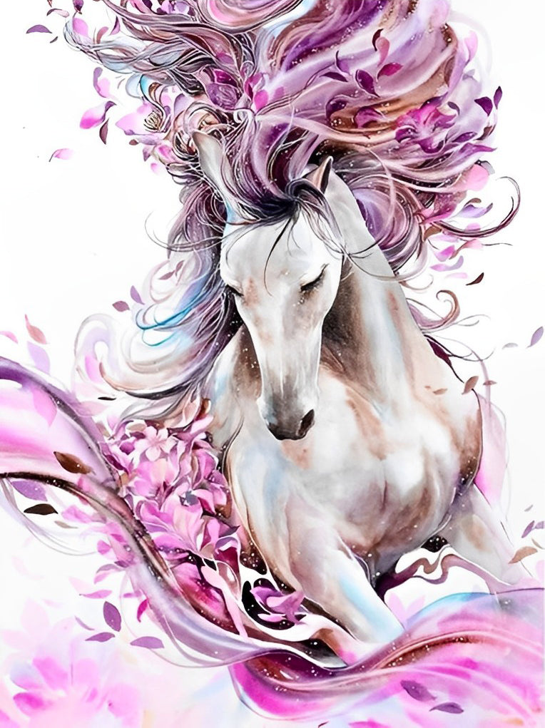 Horse with a Pink Mane Diamond Painting