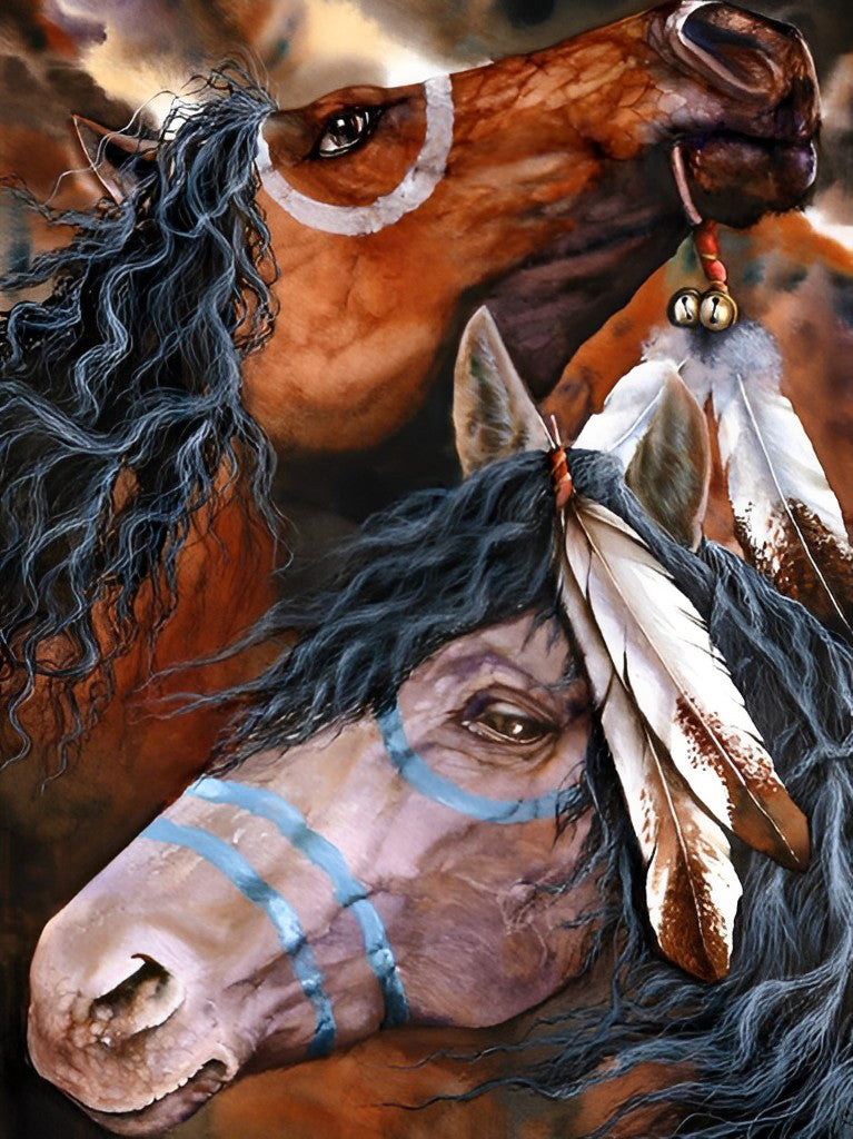 Two Horses with Patterns Diamond Painting