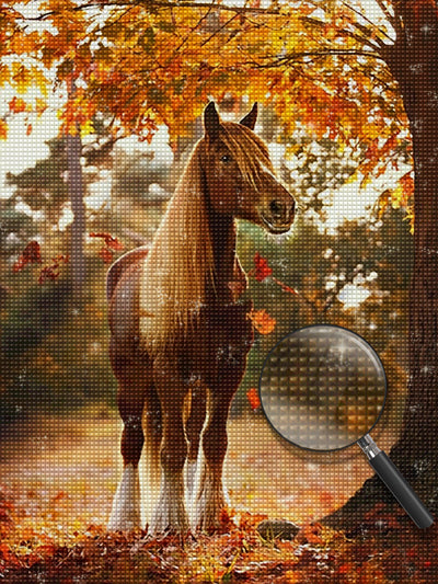 Beautiful Horse and Autumn Leaves 5D DIY Diamond Painting Kits