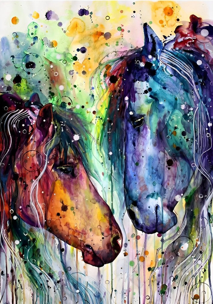 Multicolored Horses Diamond Painting