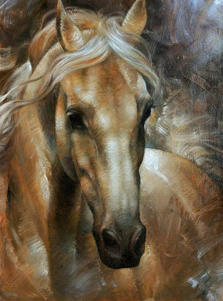 Red Horse with Long White Mane Diamond Painting