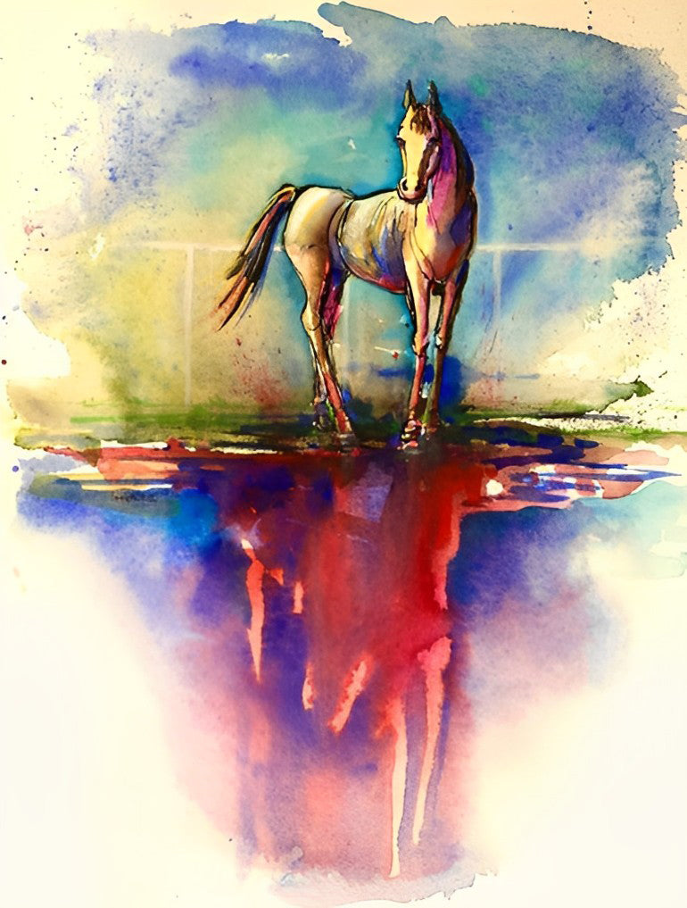 Fantasy Horse and Its Water Reflection Diamond Painting