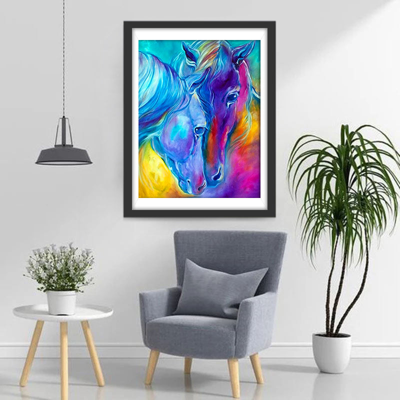 Two Horses in Fantastic Colors Diamond Painting