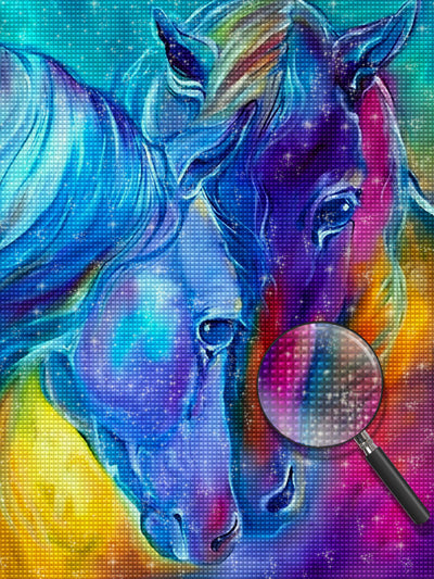 Two Horses in Fantastic Colors 5D DIY Diamond Painting Kits