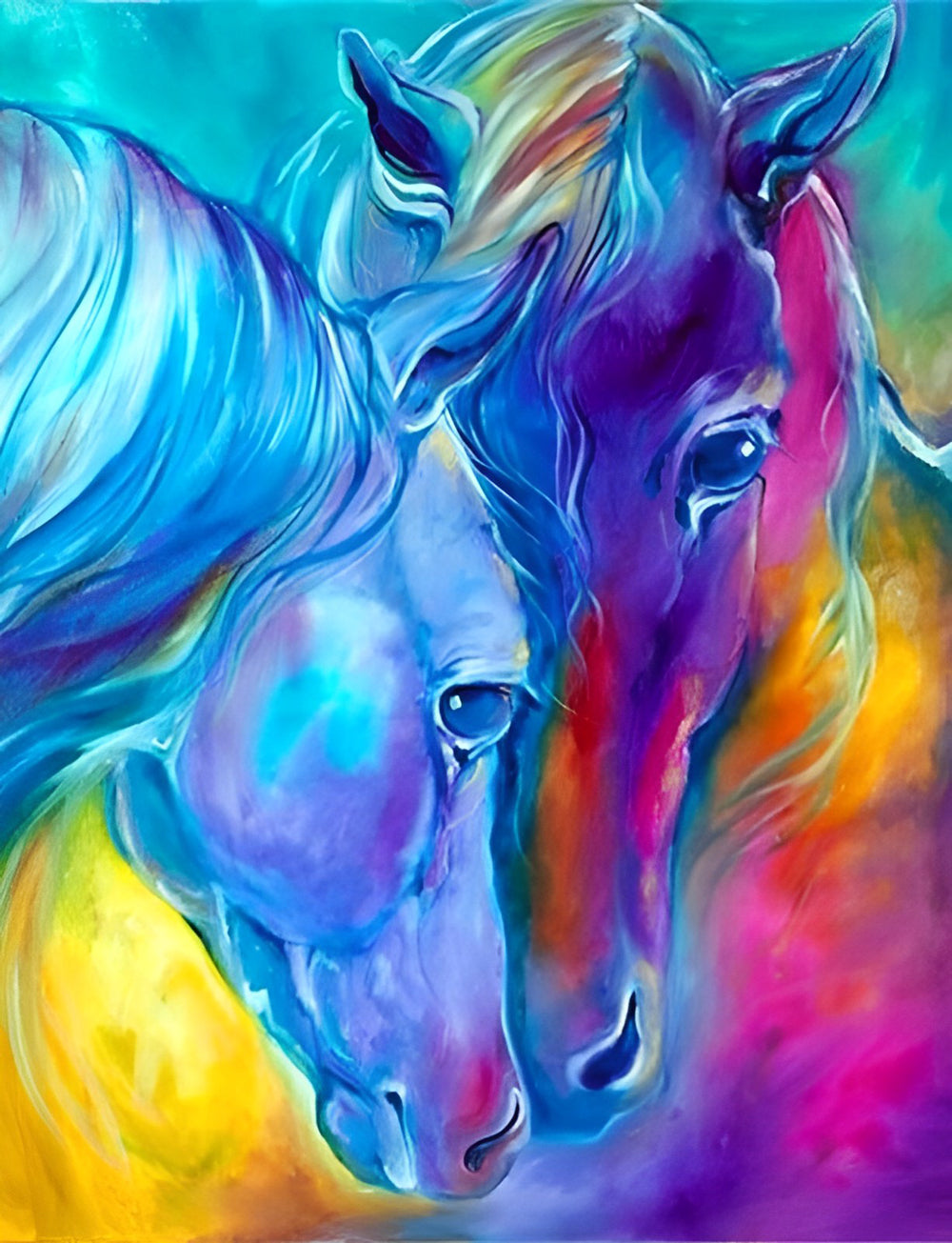 Two Horses in Fantastic Colors Diamond Painting