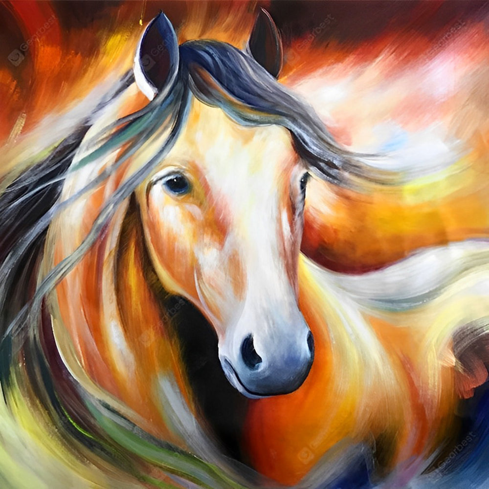 Orange Horse with Long Mane Diamond Painting