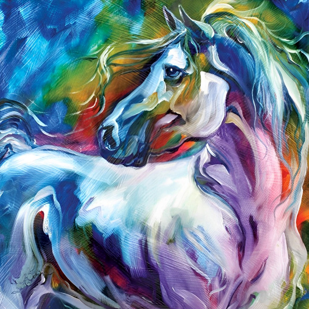 White Horse with Fantastic Colors Diamond Painting