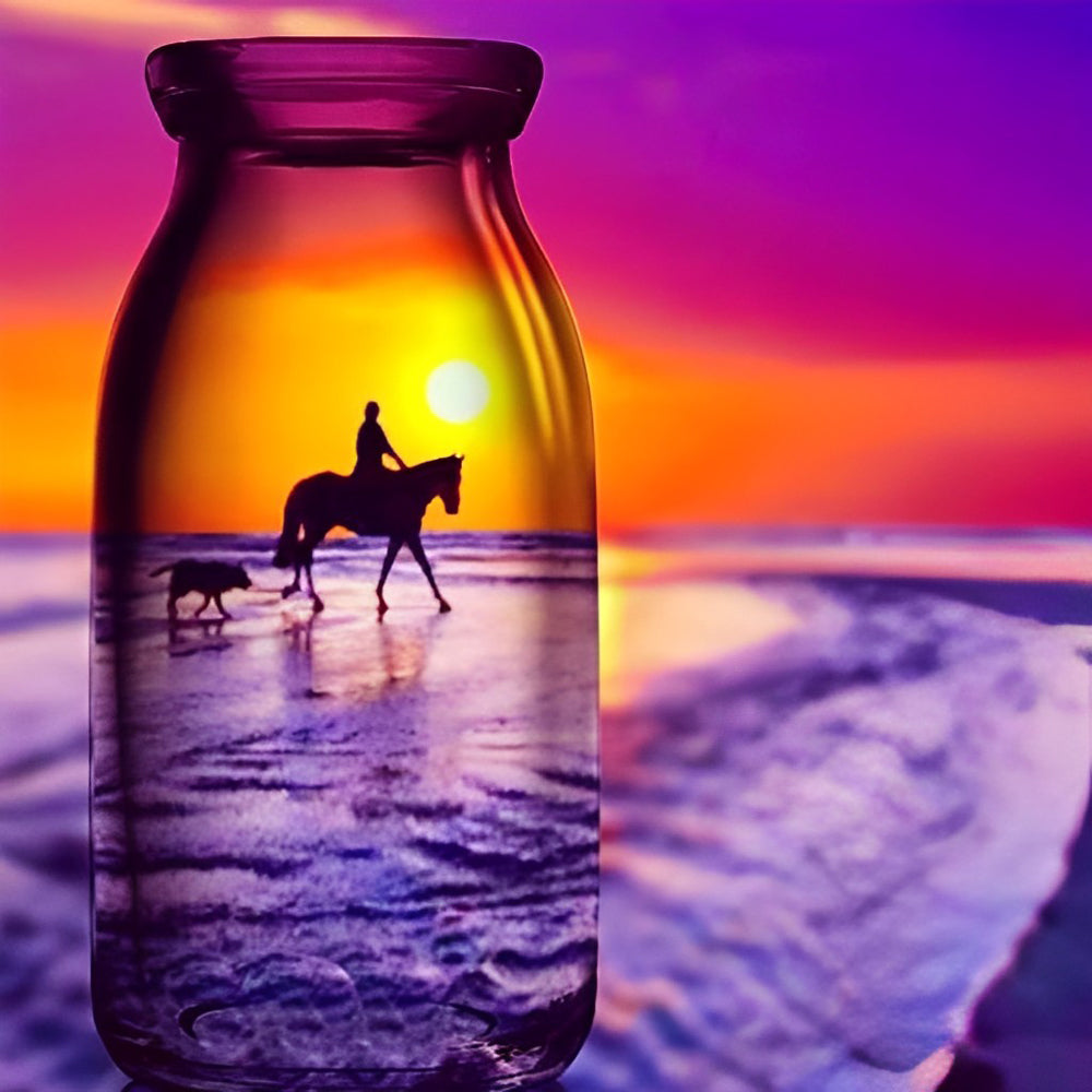 Horse, Dog and Human Diamond Painting