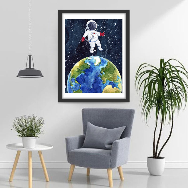 Astronaut and earth Diamond Painting