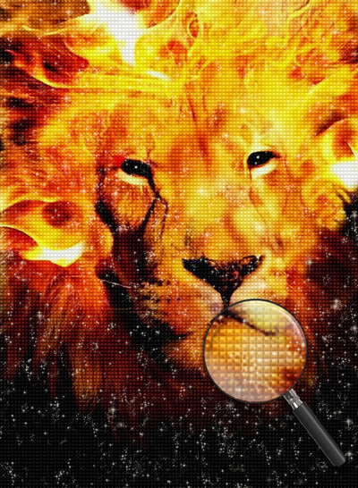 Flame Lion Diamond Painting