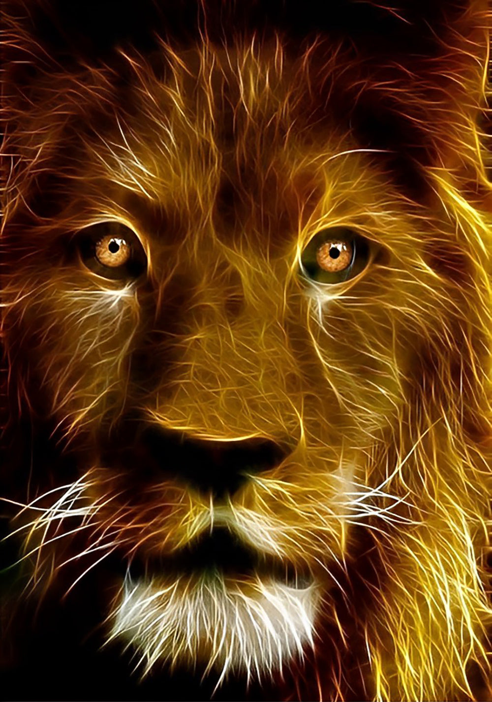 Red Lion with Golden Patterns Diamond Painting