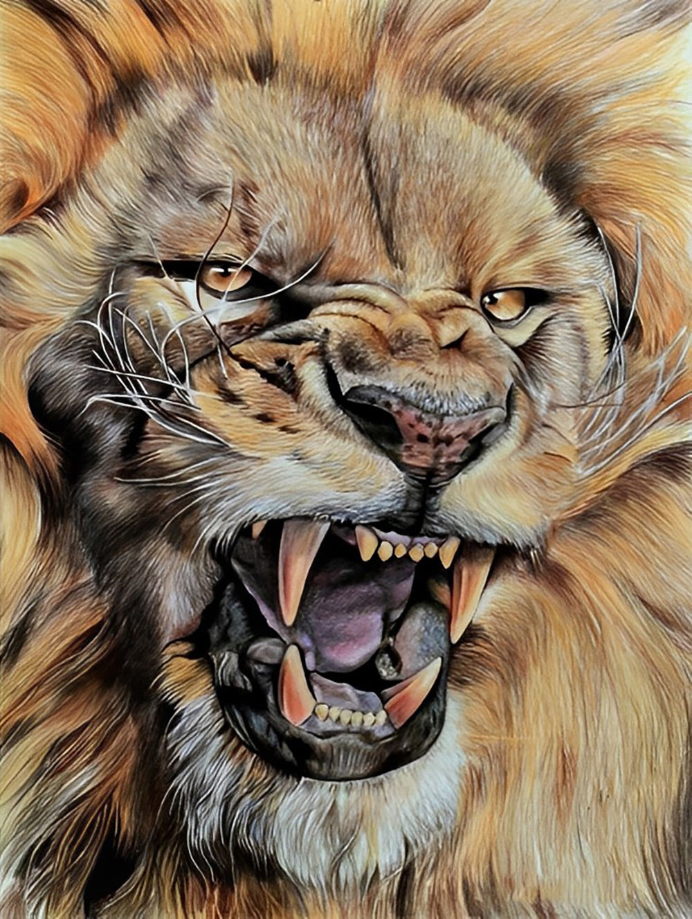 Lion in anger Diamond Painting