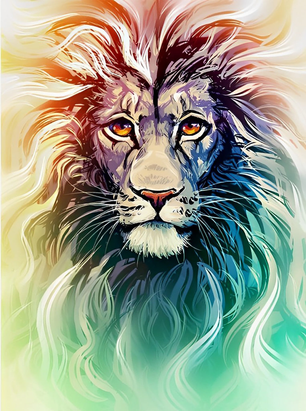 Rainbow Colored Lion Diamond Painting