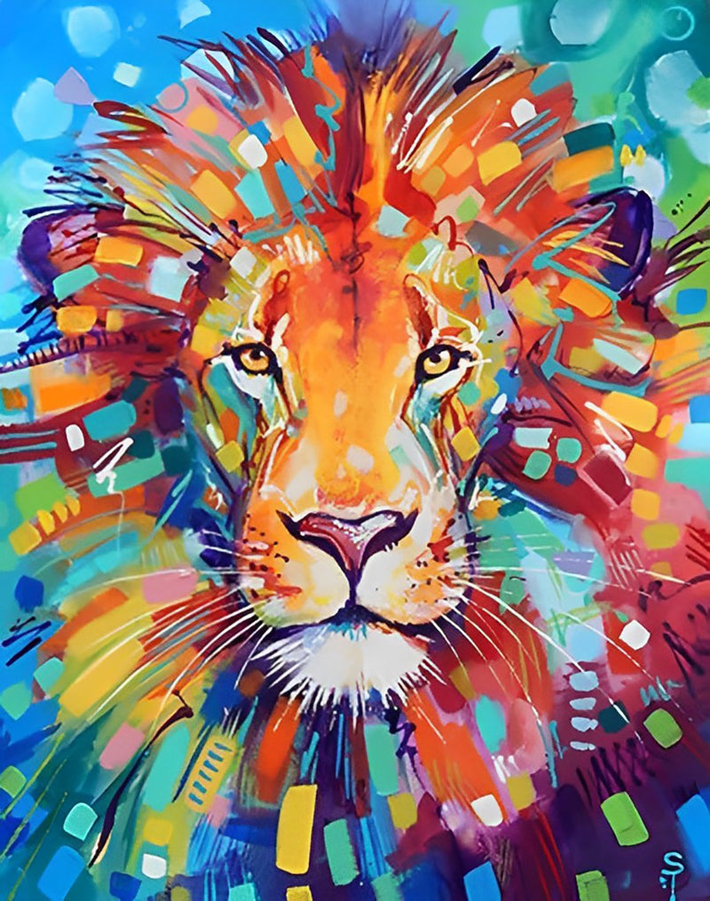 Color Block Lion Diamond Painting